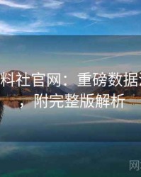 1411. 黑料社官网：重磅数据泄露盘点，附完整版解析